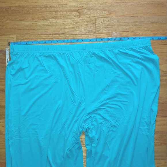 Turquoise Blue Bamboo Pajamas Ruffle Set Short Sleeve Capri Bottoms Womens 4X - Picture 11 of 13
